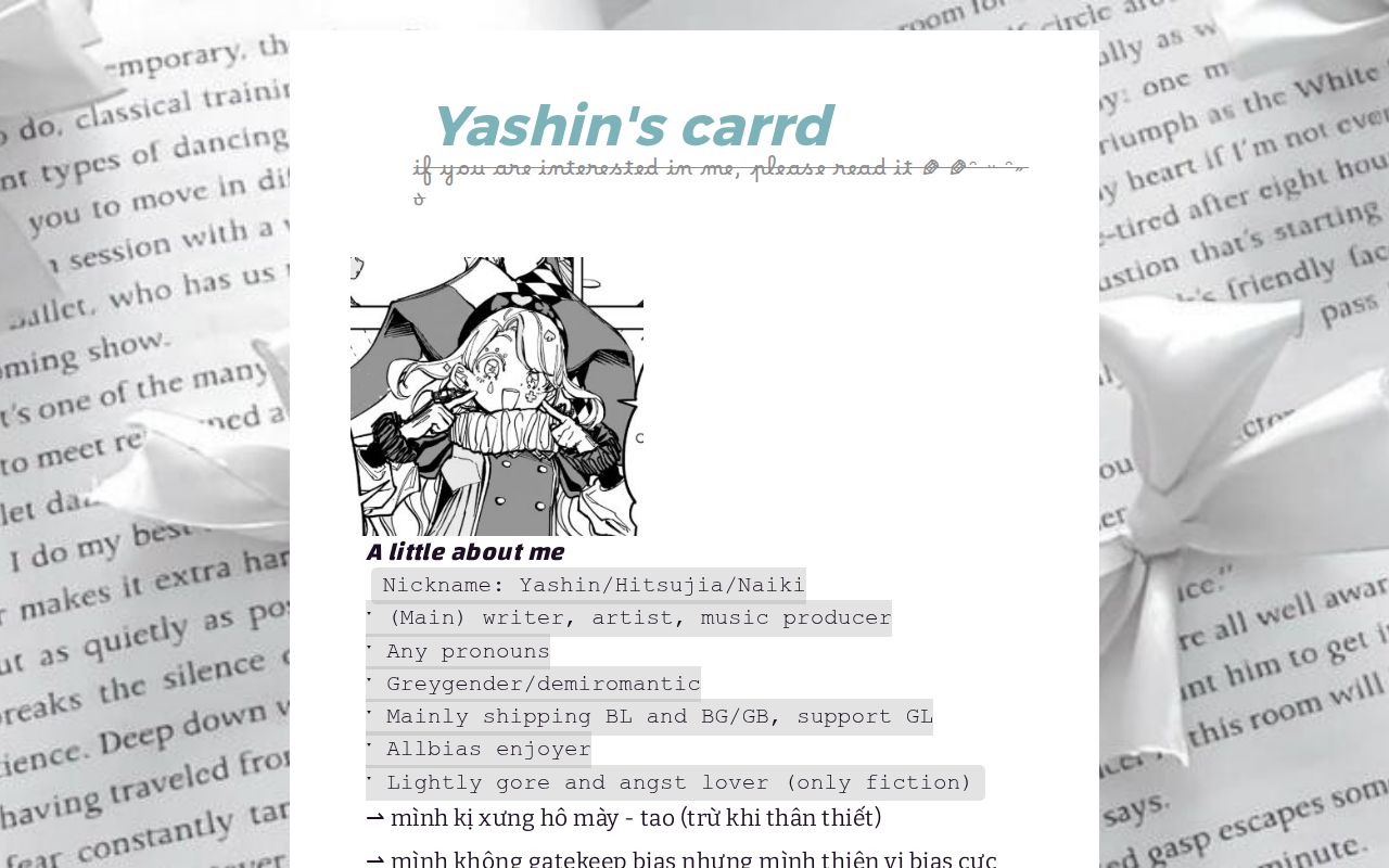Carrd profile picture for @yashin